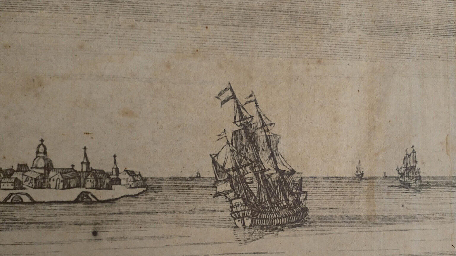 An incision of a Venetian galleon